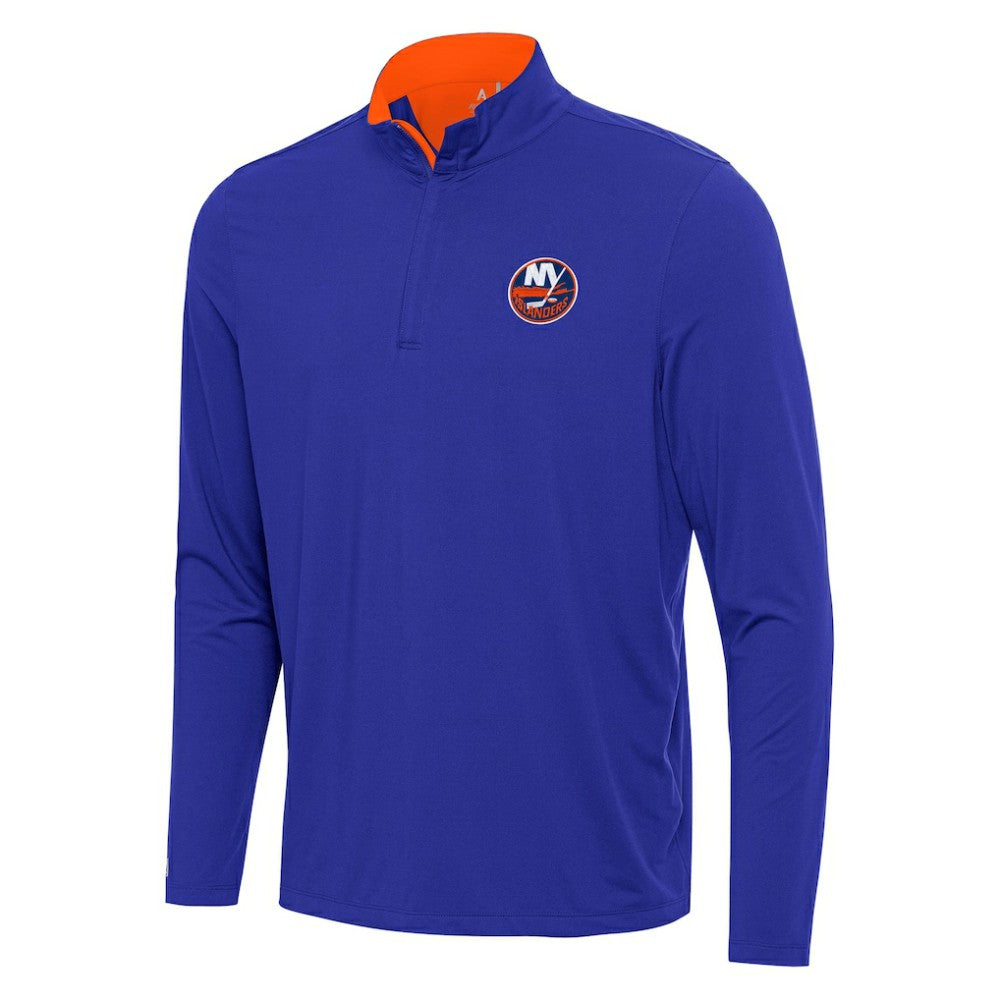 New York Islanders Antigua Content Quarter-Zip Pullover Top - Royal/Orange - NHL