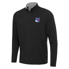 New York Rangers Antigua Content Quarter-Zip Pullover Top - Black/Gray - NHL