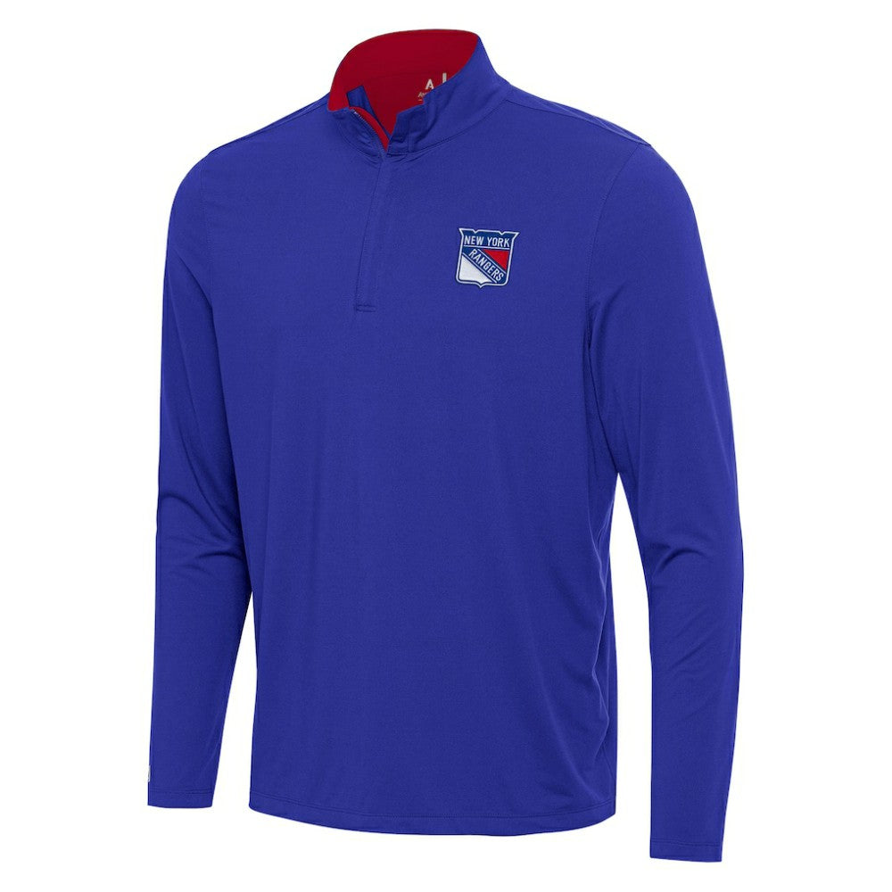 New York Rangers Antigua Content Quarter-Zip Pullover Top - Blue/Red - NHL