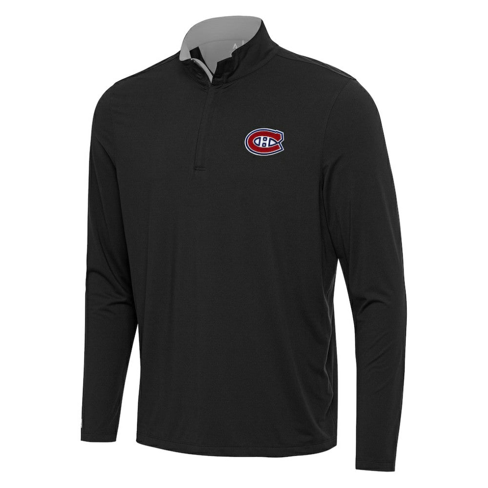 Montreal Canadiens Antigua Content Quarter-Zip Pullover Top - Black/Gray - NHL