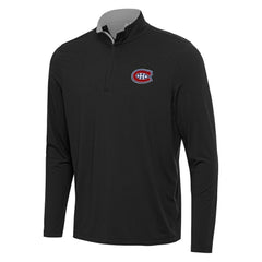 Montreal Canadiens Antigua Content Quarter-Zip Pullover Top - Black/Gray - NHL