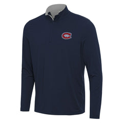 Montreal Canadiens Antigua Content Quarter-Zip Pullover Top - Navy/Gray - NHL