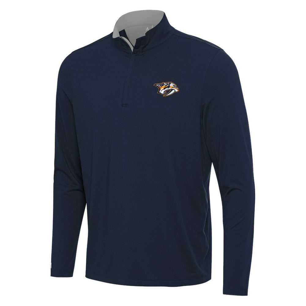 Nashville Predators Antigua Content Quarter-Zip Pullover Top - Navy/Gray - NHL
