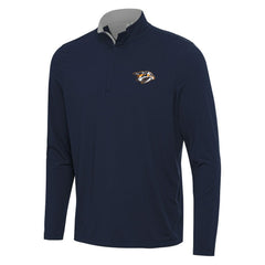 Nashville Predators Antigua Content Quarter-Zip Pullover Top - Navy/Gray - NHL