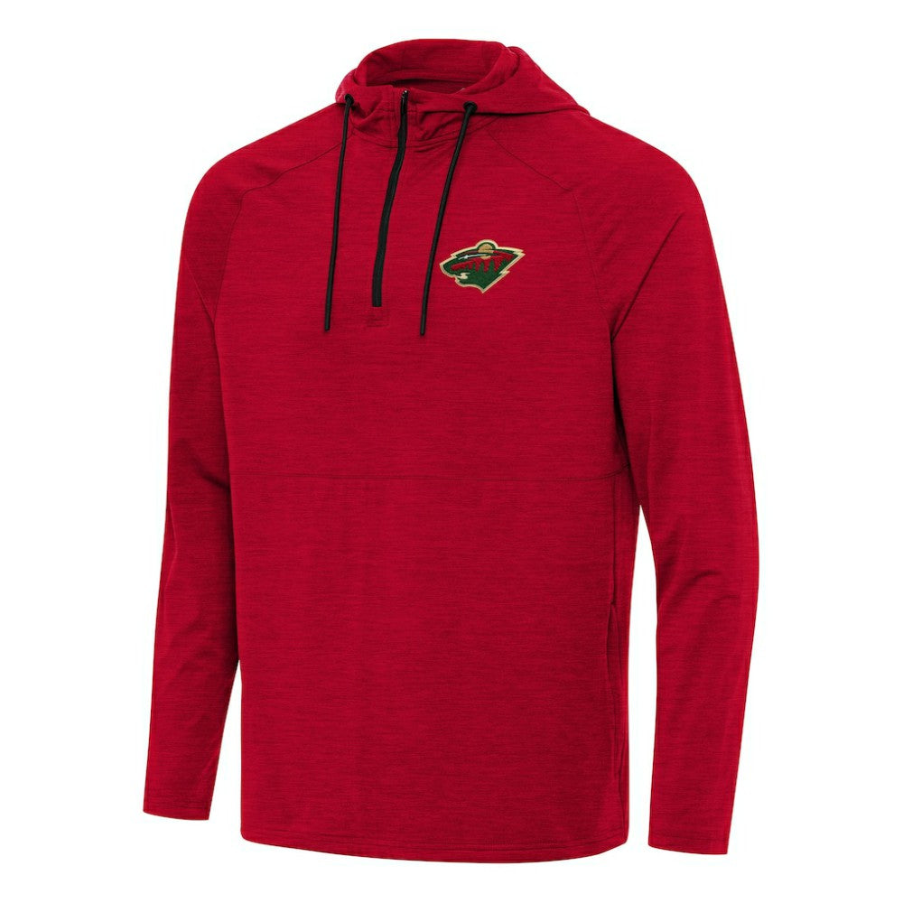 Minnesota Wild Antigua Spikes Quarter-Zip Hoodie - Heather Red - NHL