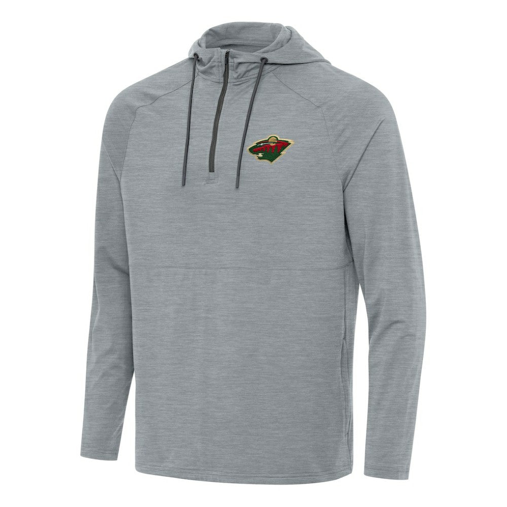 Minnesota Wild Antigua Spikes Quarter-Zip Hoodie - Heather Gray - NHL