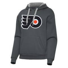 Philadelphia Flyers Antigua Women's Victory Pullover Hoodie - Charcoal - NHL