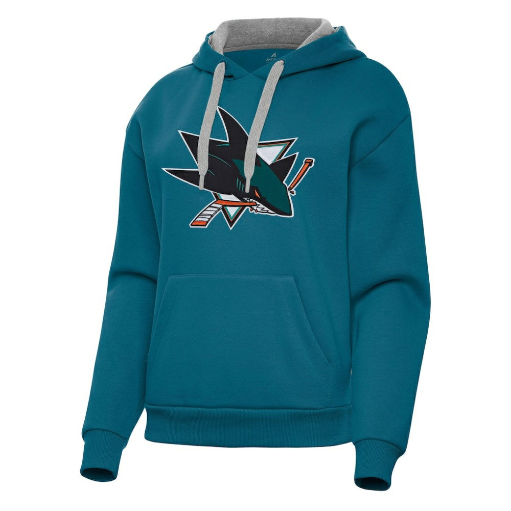 San Jose Sharks Antigua Women's Victory Pullover Hoodie - Teal - NHL