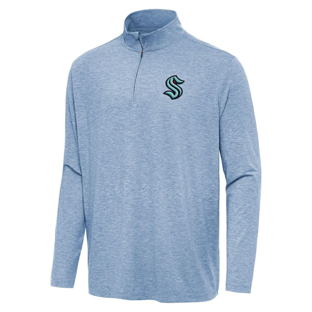 Seattle Kraken Antigua Hunk Quarter-Zip Top - Heather Blue - NHL