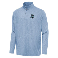 Seattle Kraken Antigua Hunk Quarter-Zip Top - Heather Blue - NHL
