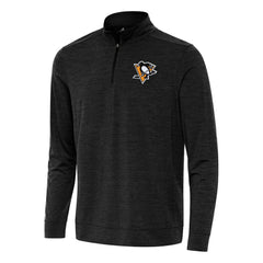 Pittsburgh Penguins Antigua Bright Quarter-Zip Top - Heather Black - NHL
