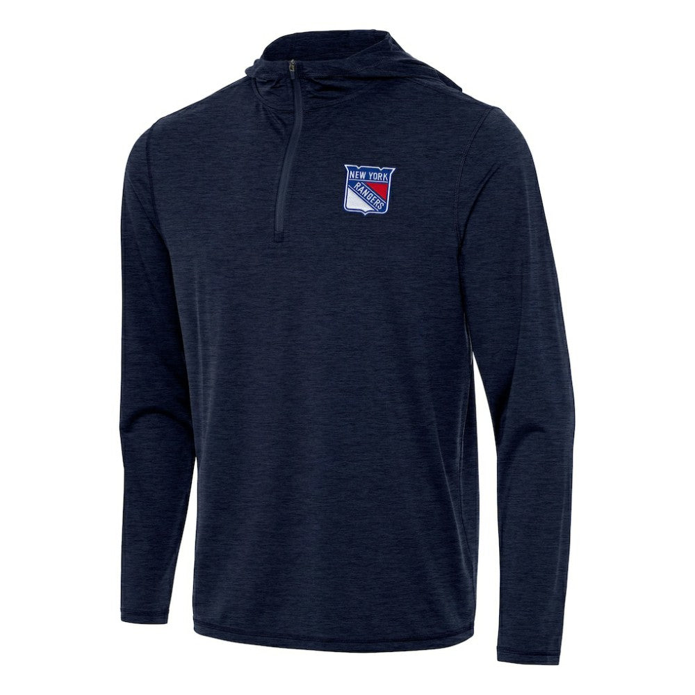 New York Rangers Antigua Tidy Quarter-Zip Hoodie - Heather Navy - NHL