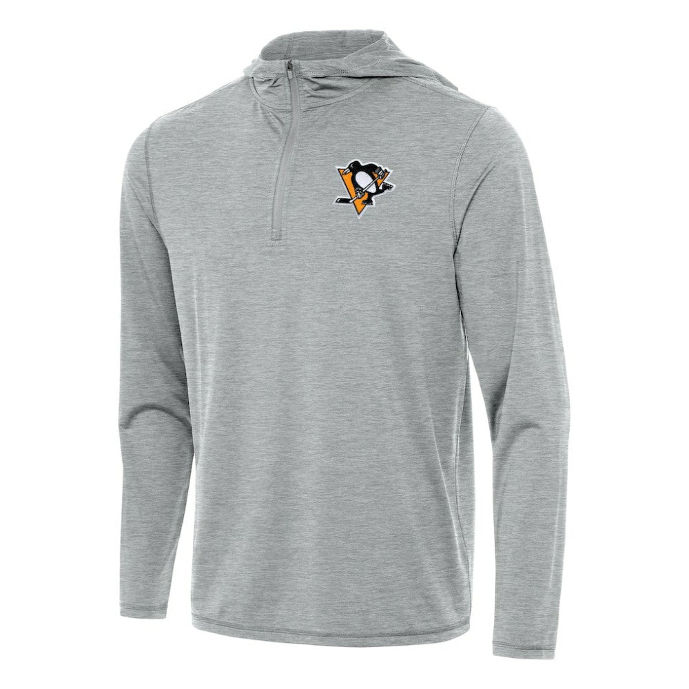 Pittsburgh Penguins Antigua Tidy Quarter-Zip Hoodie - Heather Gray - NHL
