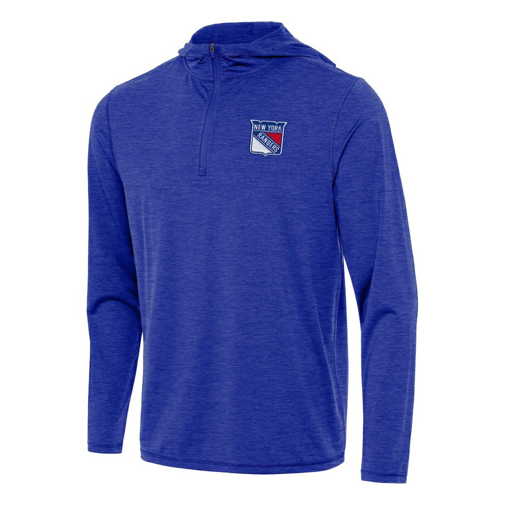 New York Rangers Antigua Tidy Quarter-Zip Hoodie - Heather Royal - NHL