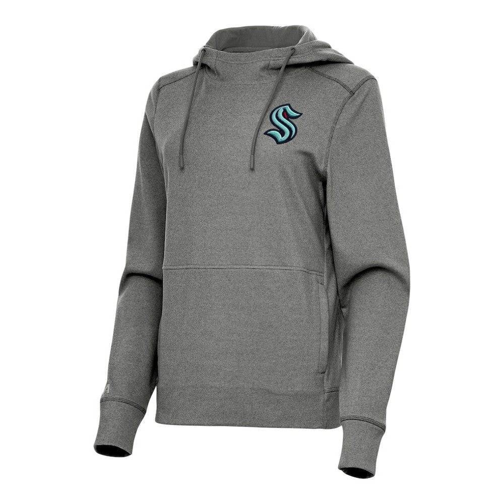 Seattle Kraken Antigua Women's Justice Pullover Hoodie - Heather Black - NHL