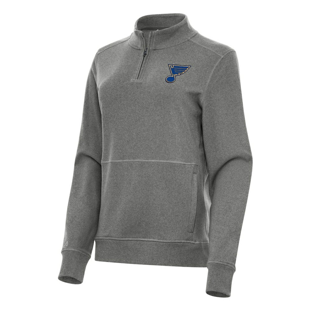 St. Louis Blues Antigua Women's Crush Quarter-Zip Fleece Sweatshirt - Heather Black - NHL