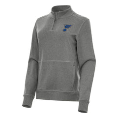 St. Louis Blues Antigua Women's Crush Quarter-Zip Fleece Sweatshirt - Heather Black - NHL