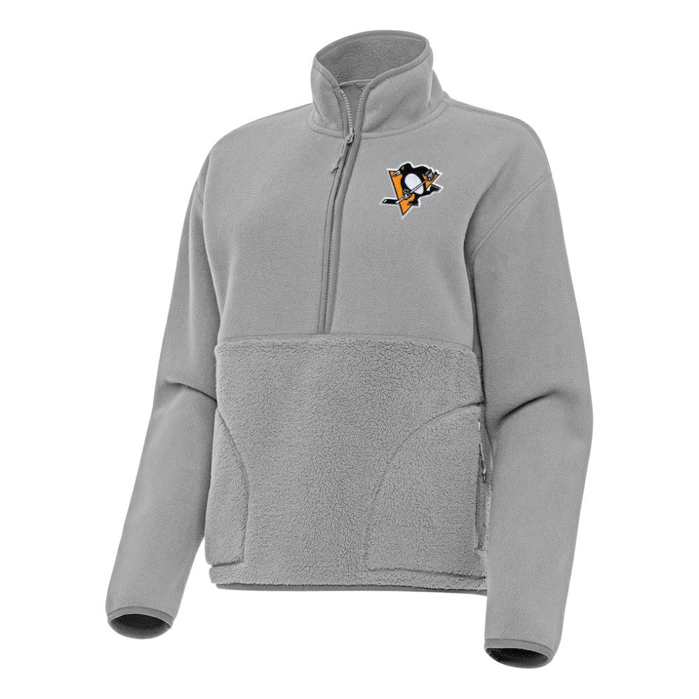 Pittsburgh Penguins Antigua Women's Figure Half-Zip Pullover Sweatshirt - Gray - NHL