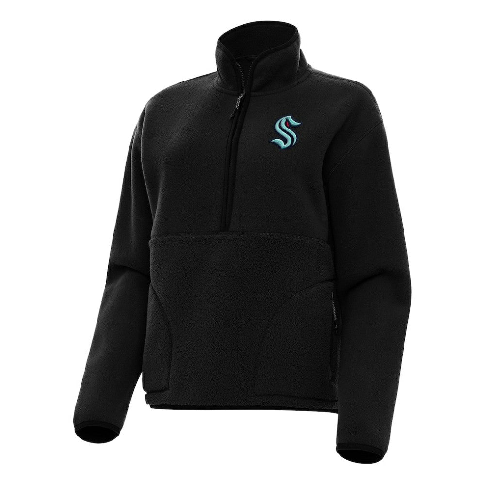 Seattle Kraken Antigua Women's Figure Half-Zip Pullover Sweatshirt - Black - NHL