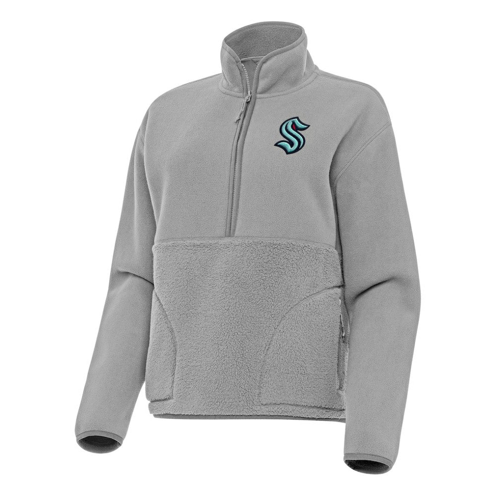 Seattle Kraken Antigua Women's Figure Half-Zip Pullover Sweatshirt - Gray - NHL