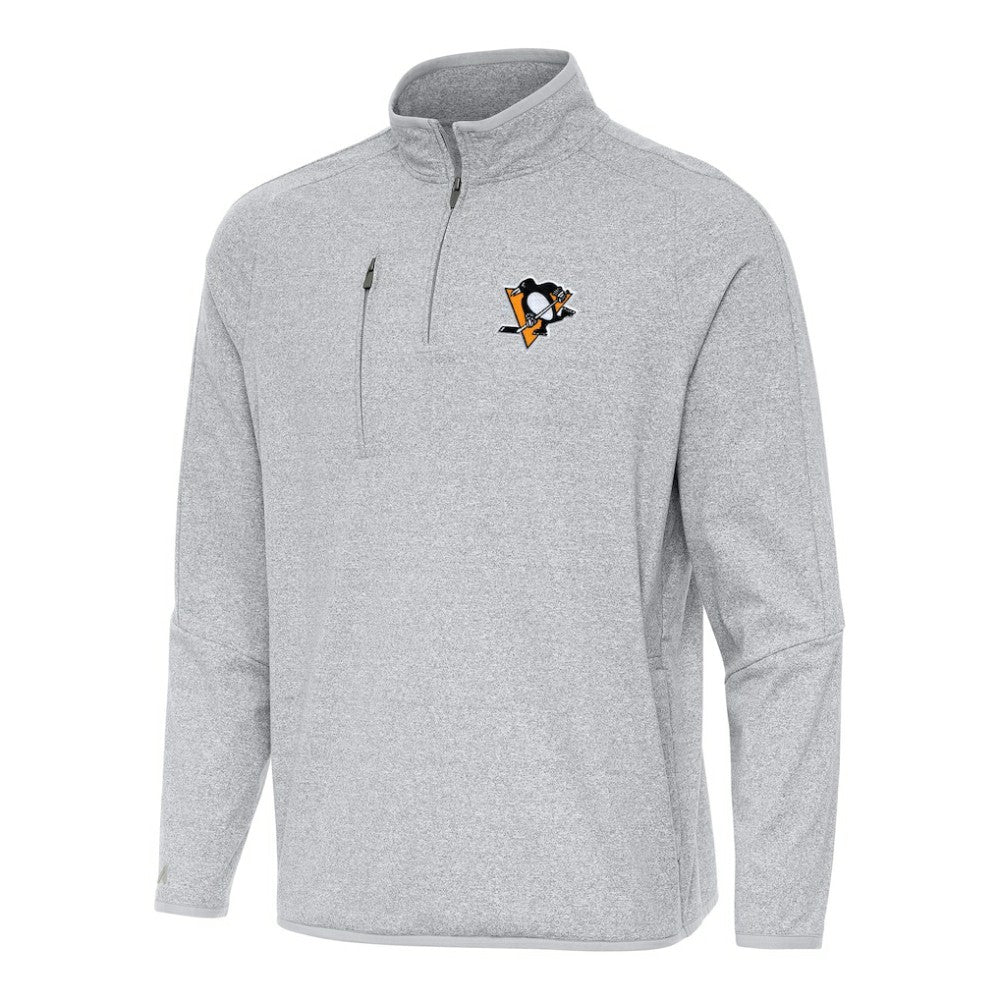 Pittsburgh Penguins Antigua Certain Quarter-Zip Tri-Blend Sweatshirt - Heather Gray - NHL