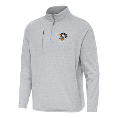 Pittsburgh Penguins Antigua Certain Quarter-Zip Tri-Blend Sweatshirt - Heather Gray - NHL