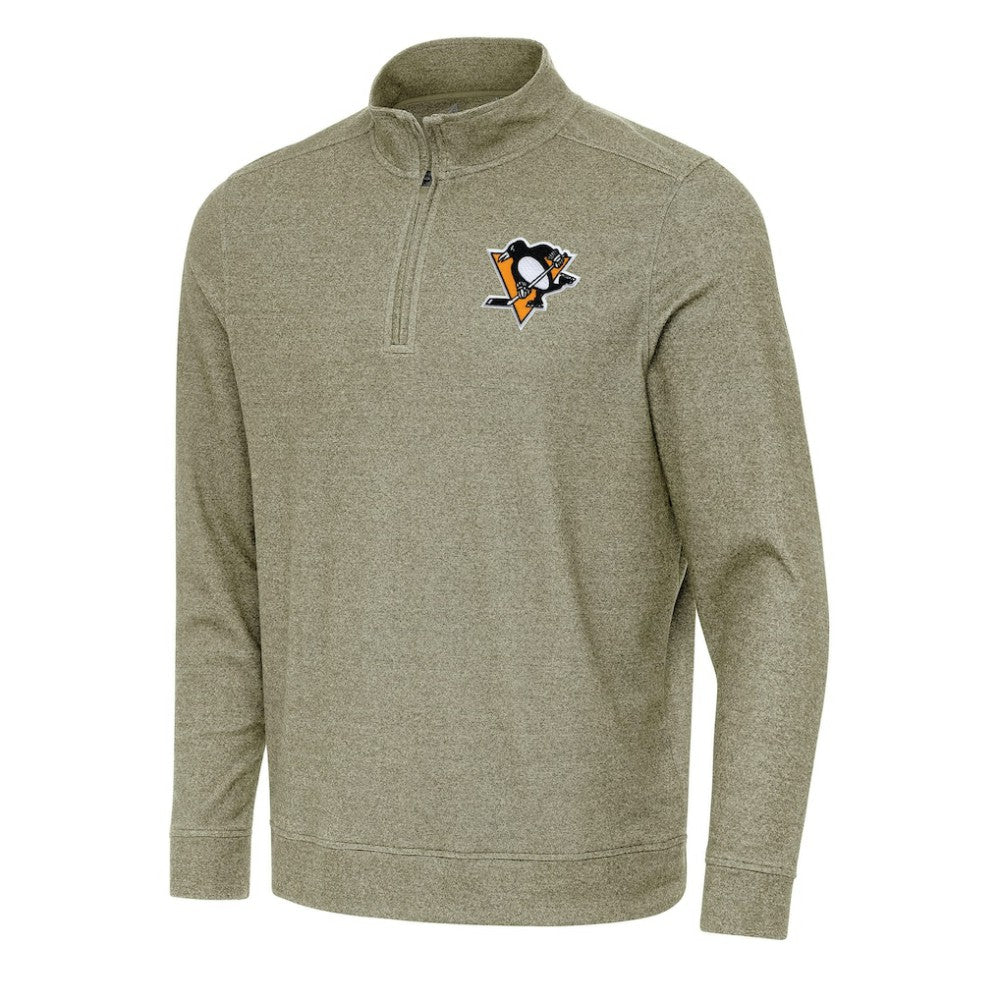 Pittsburgh Penguins Antigua Subtle Quarter-Zip Sweatshirt - Olive - NHL