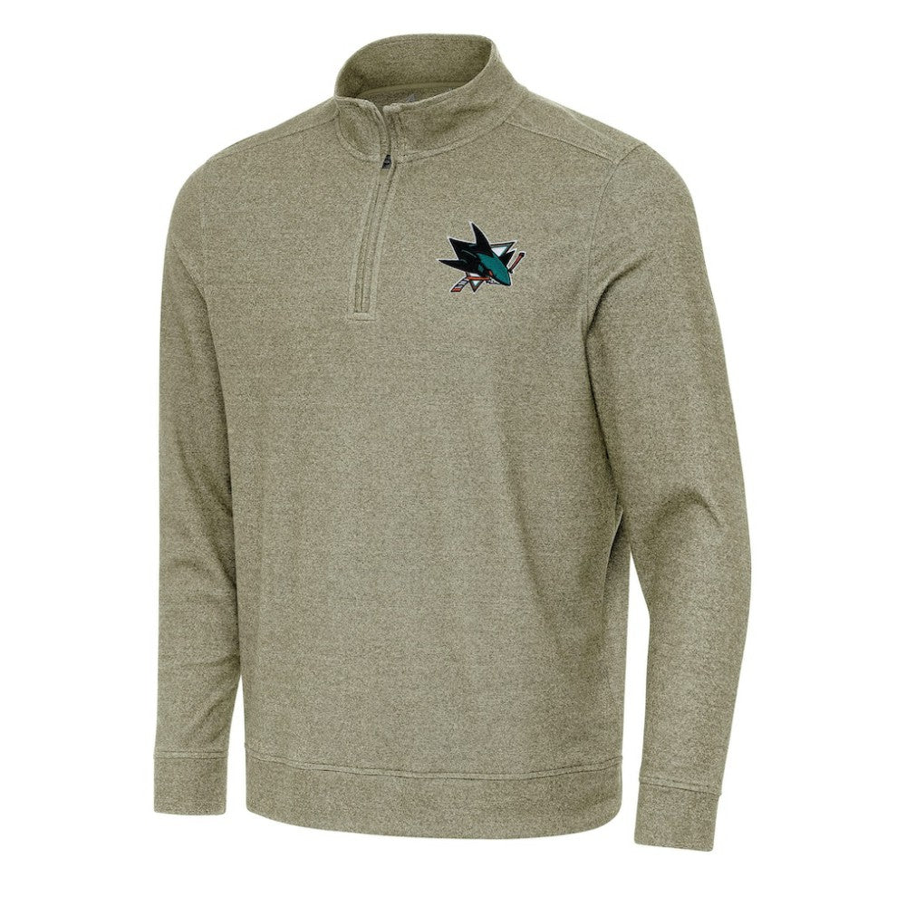 San Jose Sharks Antigua Subtle Quarter-Zip Sweatshirt - Olive - NHL