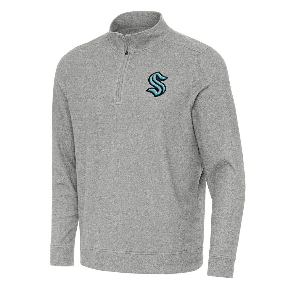 Seattle Kraken Antigua Subtle Quarter-Zip Sweatshirt - Heather Gray - NHL