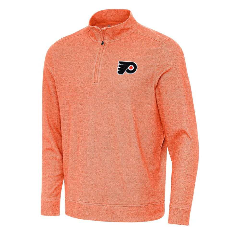 Philadelphia Flyers Antigua Subtle Quarter-Zip Sweatshirt - Heather Orange - NHL