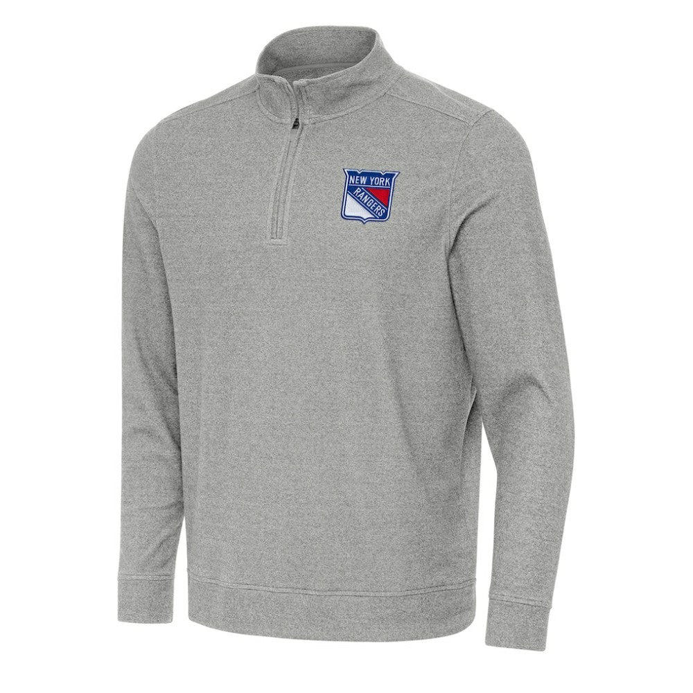 New York Rangers Antigua Subtle Quarter-Zip Sweatshirt - Heather Gray - NHL