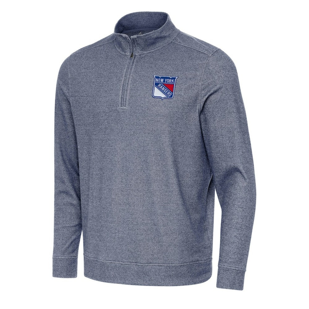 New York Rangers Antigua Subtle Quarter-Zip Sweatshirt - Heather Navy - NHL