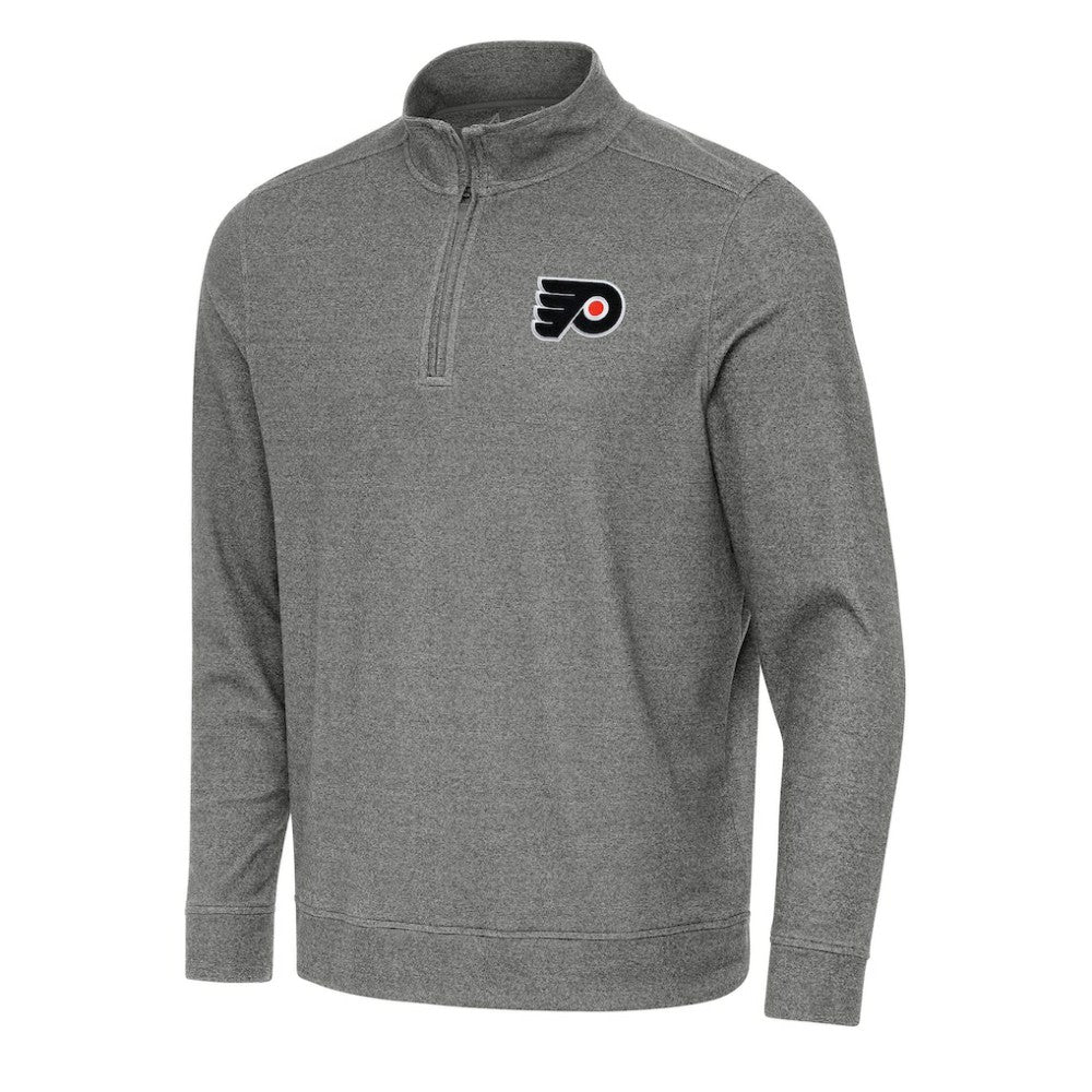 Philadelphia Flyers Antigua Subtle Quarter-Zip Sweatshirt - Heather Black - NHL