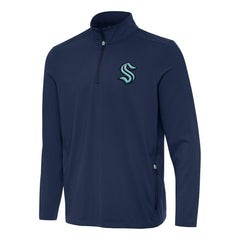 Seattle Kraken Antigua Perilous Quarter-Zip Sweatshirt - Navy - NHL