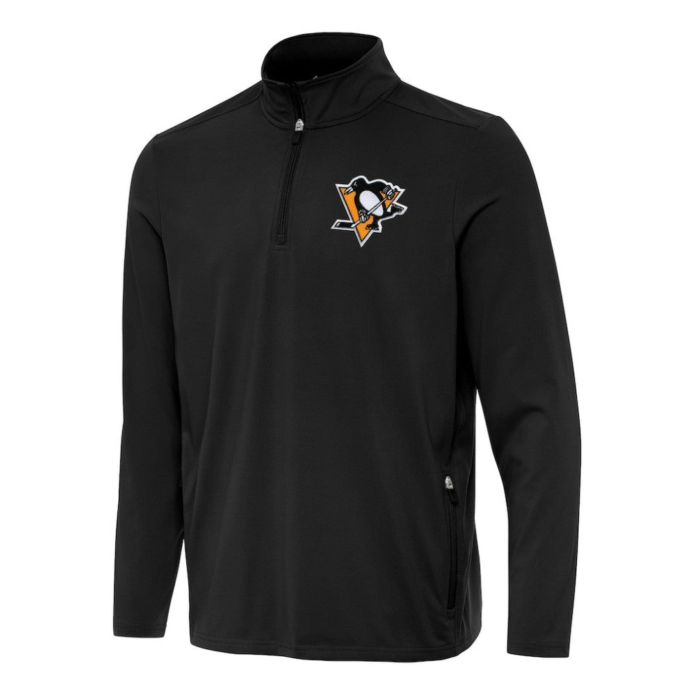 Pittsburgh Penguins Antigua Perilous Quarter-Zip Sweatshirt - Black - NHL