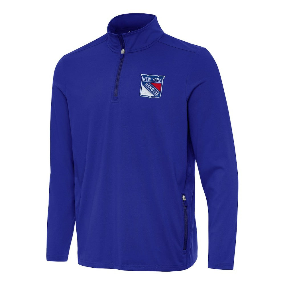 New York Rangers Antigua Perilous Quarter-Zip Sweatshirt - Royal - NHL