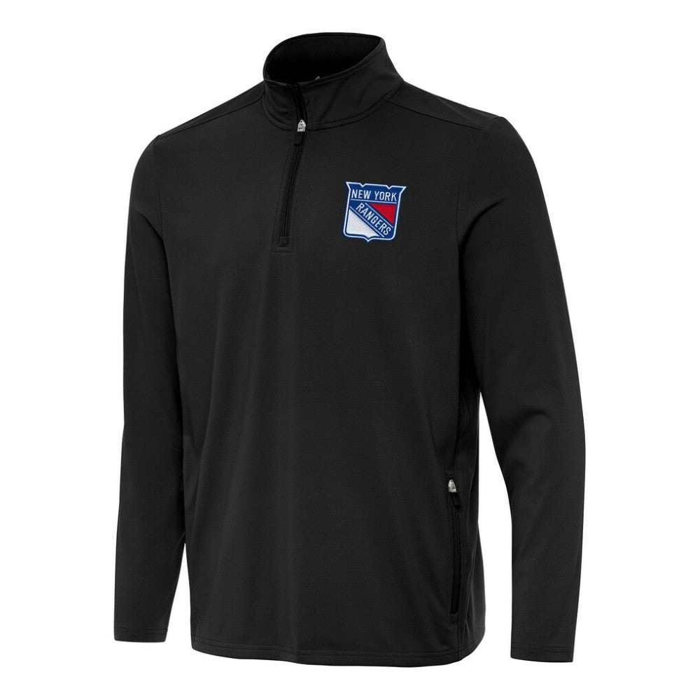 New York Rangers Antigua Perilous Quarter-Zip Sweatshirt - Black - NHL
