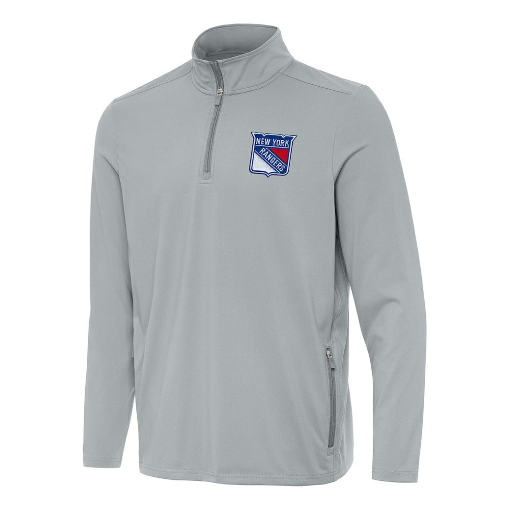 New York Rangers Antigua Perilous Quarter-Zip Sweatshirt - Gray - NHL