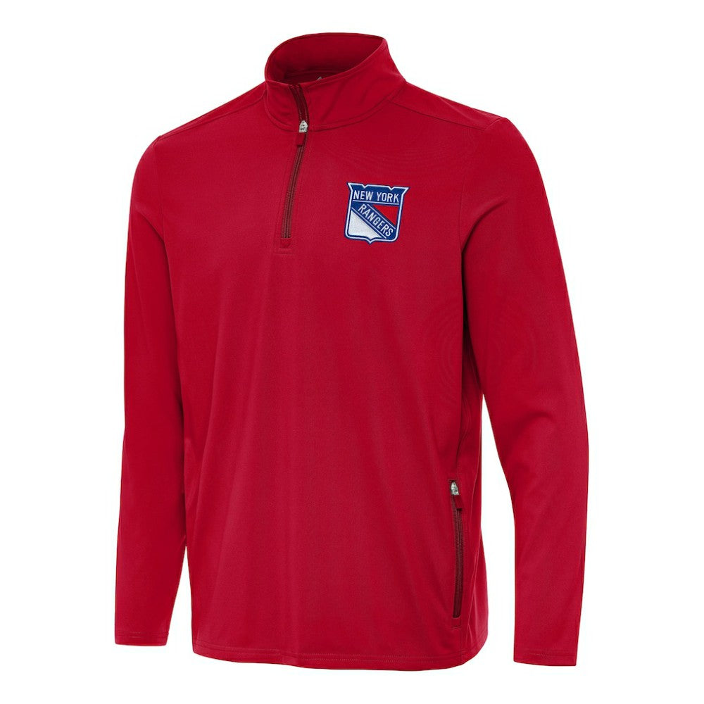 New York Rangers Antigua Perilous Quarter-Zip Sweatshirt - Red - NHL