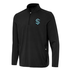Seattle Kraken Antigua Perilous Quarter-Zip Sweatshirt - Black - NHL