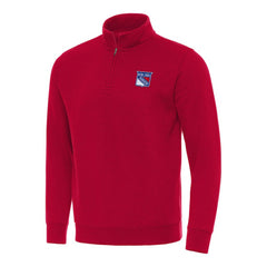 New York Rangers Antigua Victory Quarter-Zip Mock Sweatshirt - Red - NHL