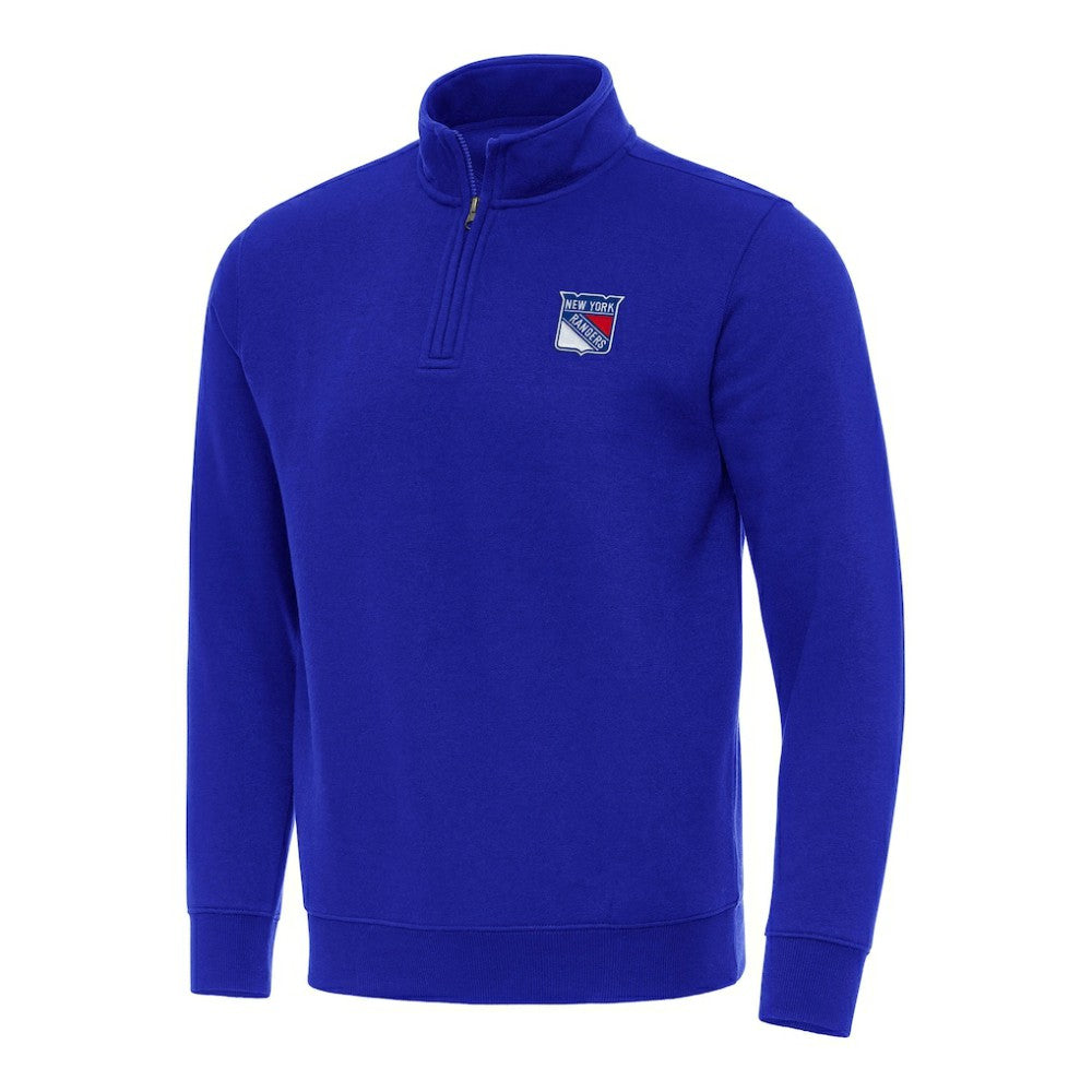 New York Rangers Antigua Victory Quarter-Zip Mock Sweatshirt - Blue - NHL