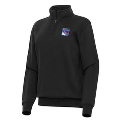 New York Rangers Antigua Women's Victory Quarter-Zip Sweatshirt - Black - NHL