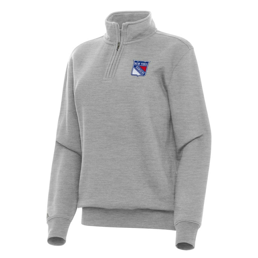 New York Rangers Antigua Women's Victory Quarter-Zip Sweatshirt - Heather Gray - NHL