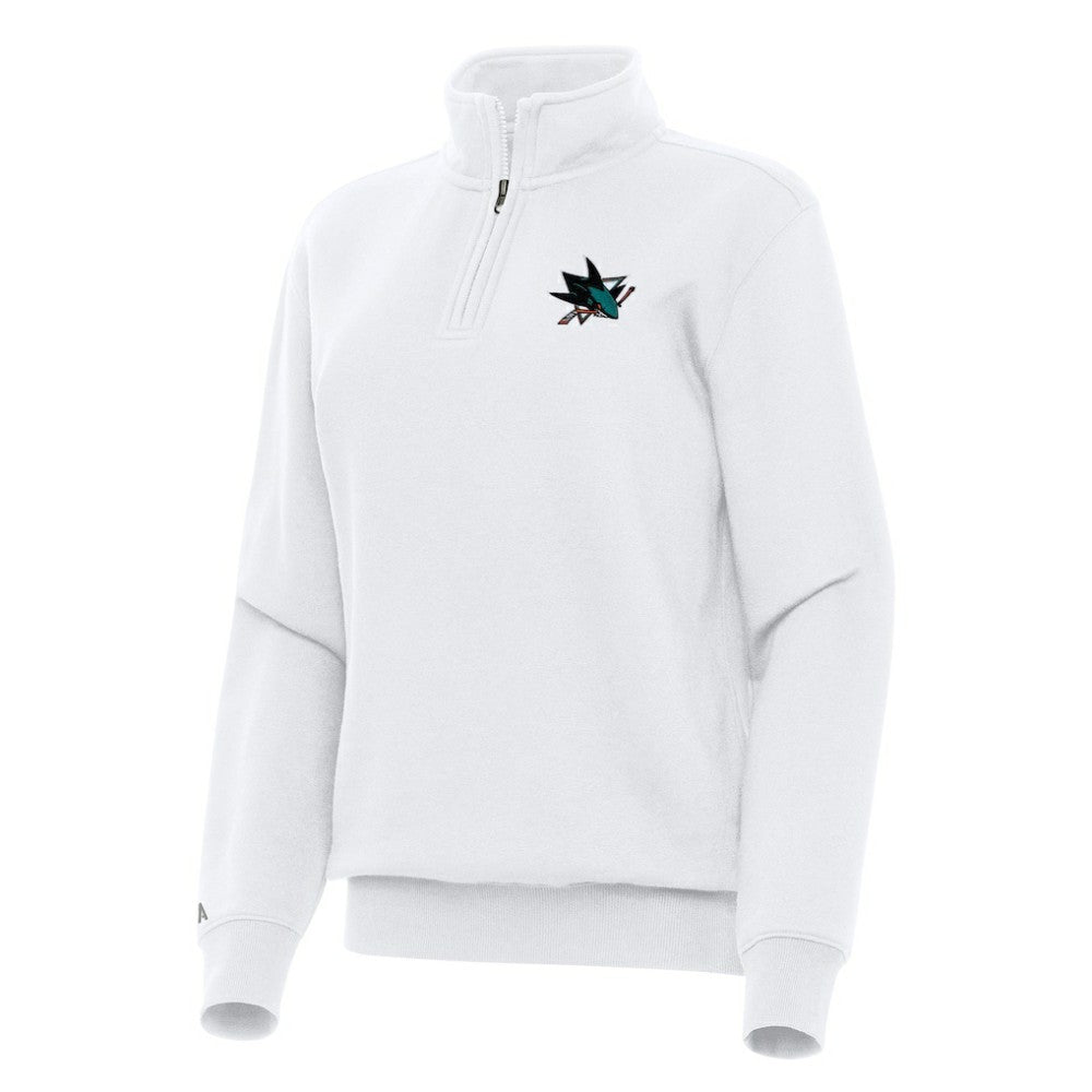 San Jose Sharks Antigua Women's Victory Quarter-Zip Sweatshirt - White - NHL