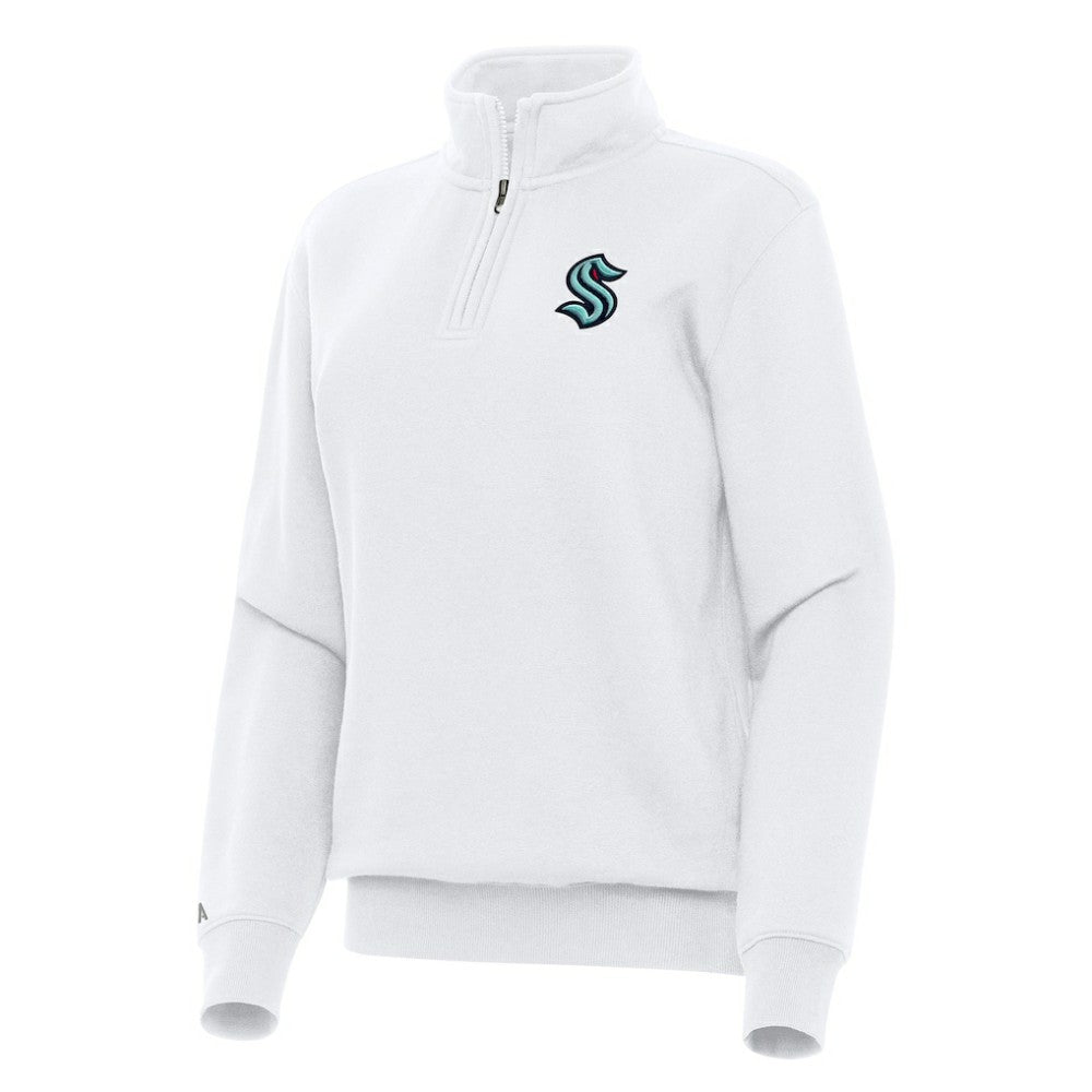Seattle Kraken Antigua Women's Victory Quarter-Zip Sweatshirt - White - NHL