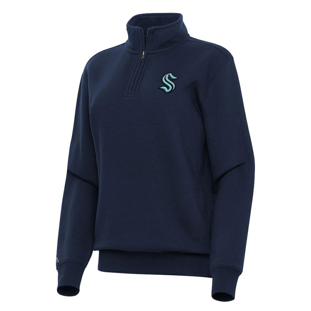 Seattle Kraken Antigua Women's Victory Quarter-Zip Sweatshirt - Navy - NHL