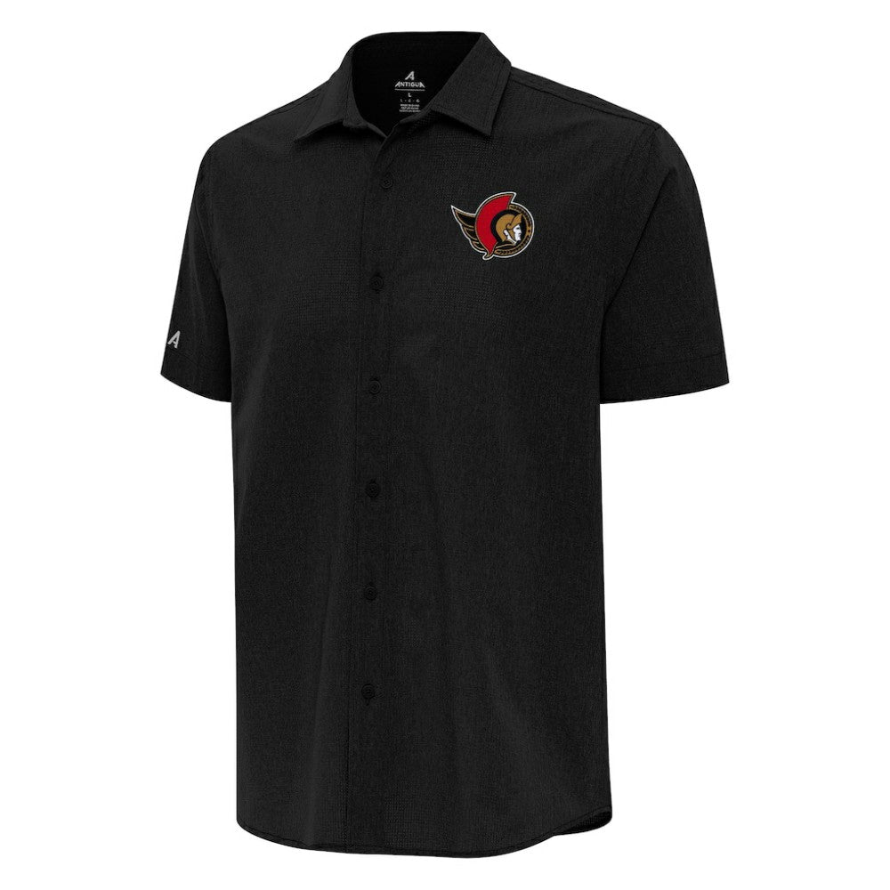 Ottawa Senators Antigua Activate Woven Short Sleeve Button-Up Shirt - Black - NHL