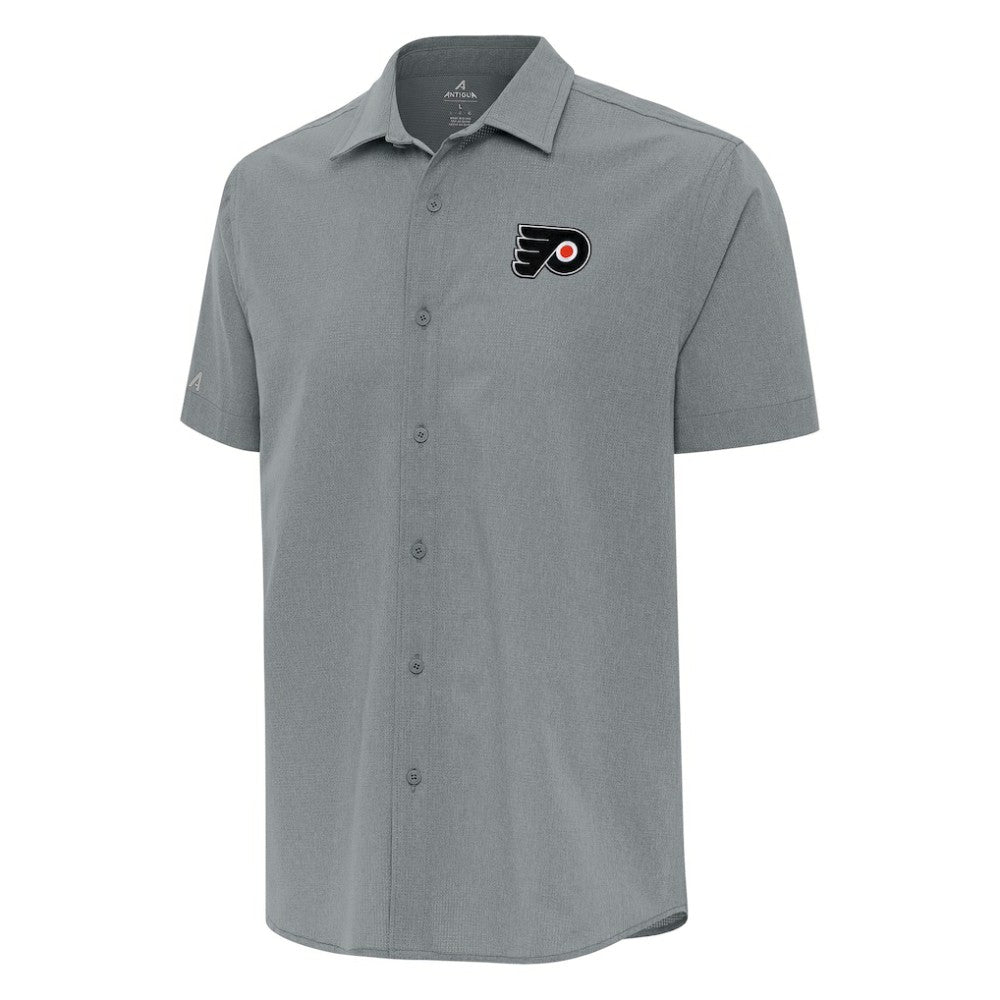 Philadelphia Flyers Antigua Activate Woven Short Sleeve Button-Up Shirt - Gray - NHL