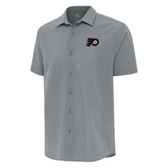 Philadelphia Flyers Antigua Activate Woven Short Sleeve Button-Up Shirt - Gray - NHL